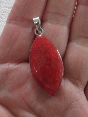 925 Sterling Silver Sponge Coral Bezel Pendant - NEW